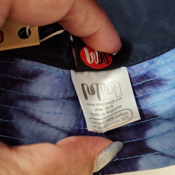 Meji Meji Blue Tie Dye Bucket Hat Men Size S Cotton Silk Blend NEW - Picture 7 of 8